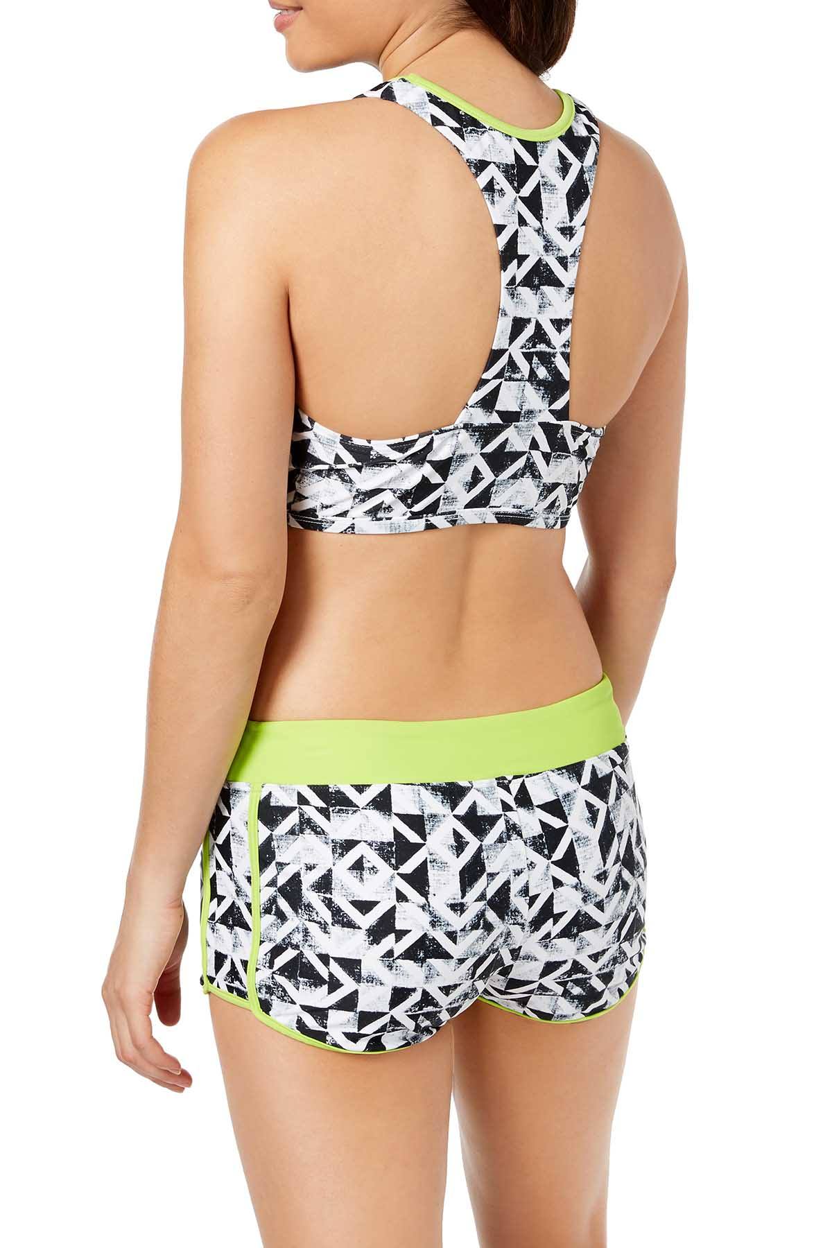 GO by Gossip Black/White Geo Graphic Content Swim Short