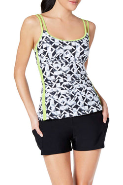 GO by Gossip Black/White 'Graphic Content' Tankini Top thumbnail 4