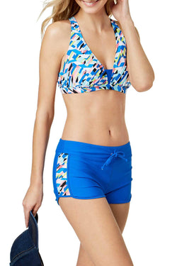 GO by Gossip Crossed Signals Strappy Back Bralette Bikini Top in Royal thumbnail 1