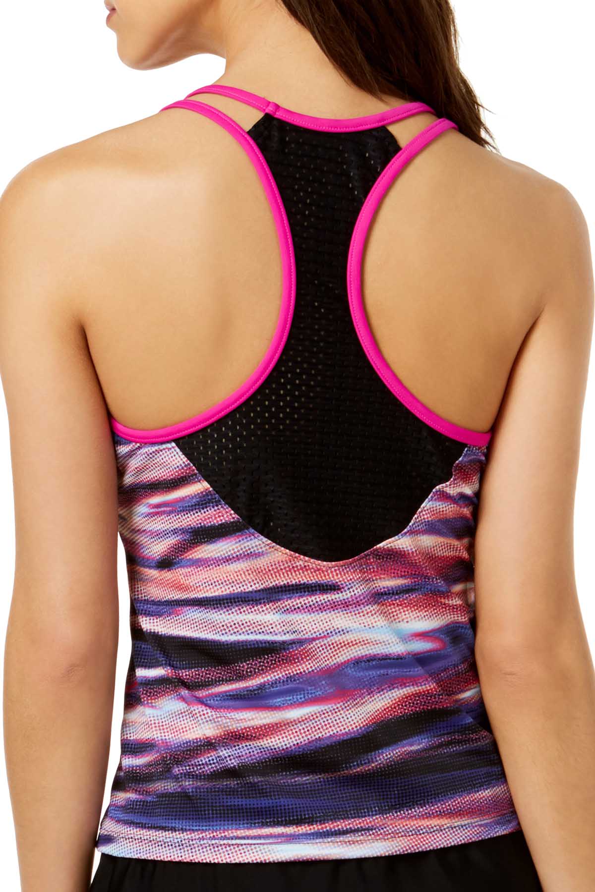 GO by Gossip Pink/Multi 'Speed Racer' Sport Mesh Racerback Tankini Top