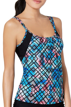 GO by Gossip Royal/Multi 'Light the Way' Layered Tankini Top thumbnail 1