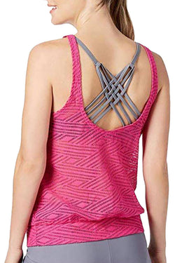 GO by Gossip Sporty Splice Layered Tankini Top in Pink/Sapphire thumbnail 4