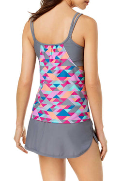 GO by Gossip 'Triangle Tango' Geo Layered Look Tankini Top in Pink thumbnail 4
