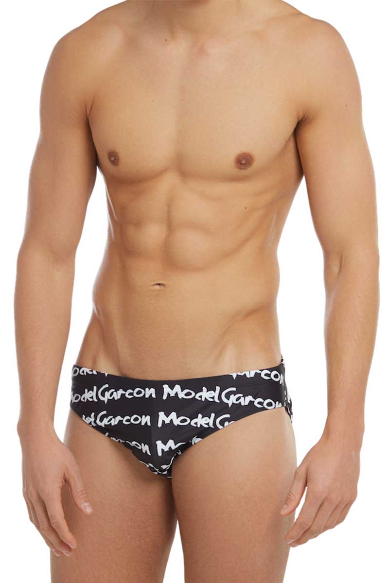 Garcon Model Black Graffiti Swim Brief