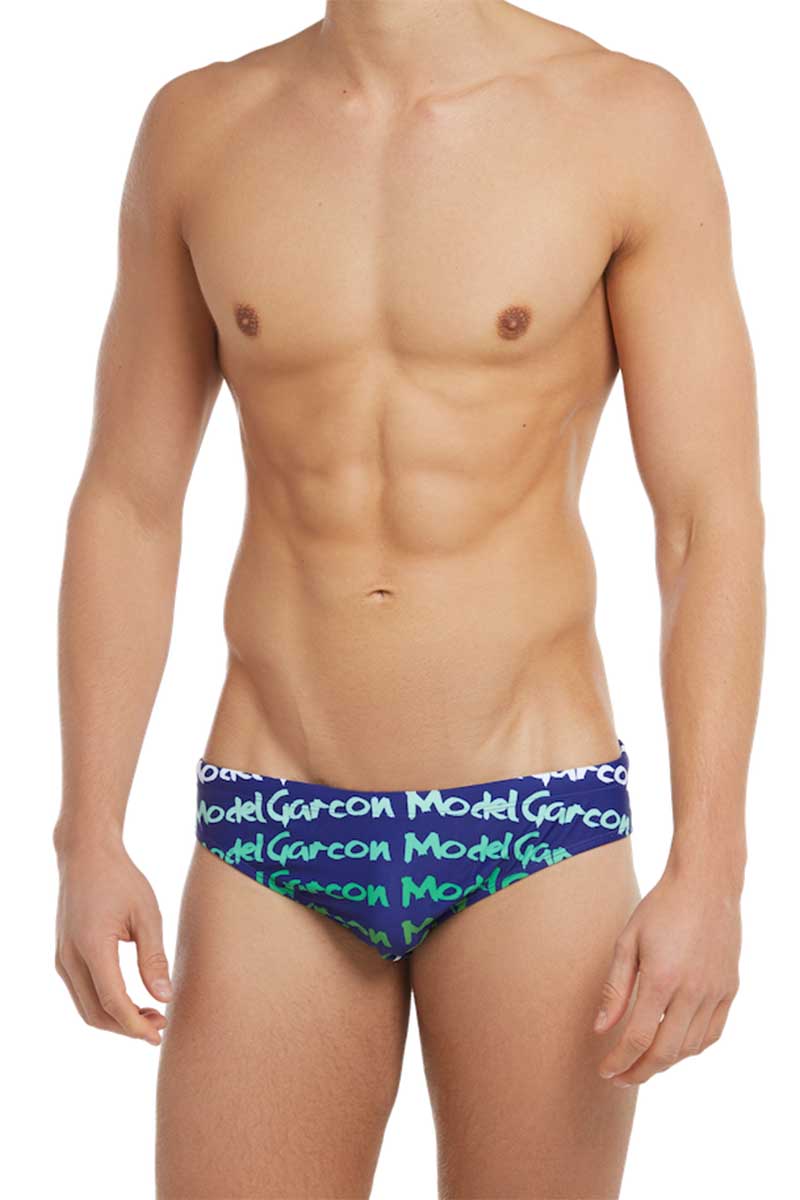 Garcon Model Navy Graffiti Swim Brief
