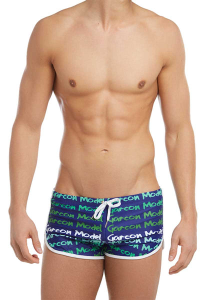 Garcon Model Navy Graffiti Swim Short