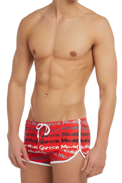 Garcon Model Red Graffiti Swim Short