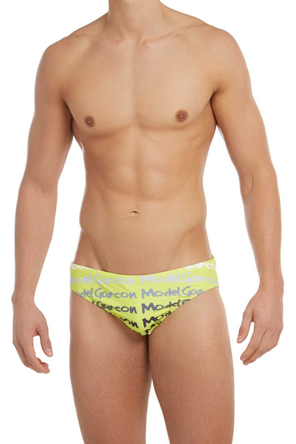 Garcon Model Yellow Graffiti Swim Brief