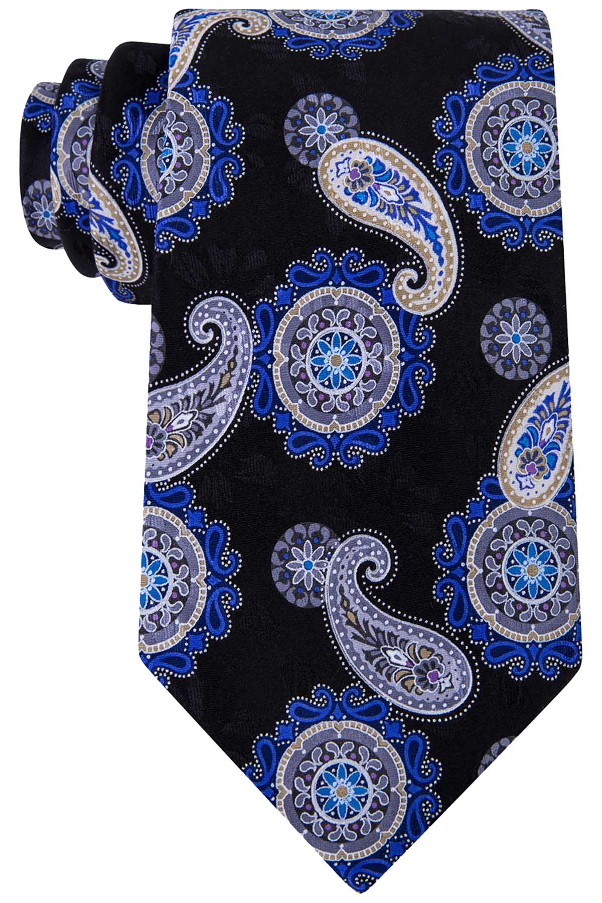 Geoffrey Beene Black/Blue Paisley Medallion Tie