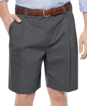 Geoffrey Beene Shorts, Extender Waist Double Pleat Shorts Graphite
