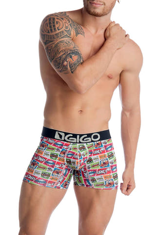 Gigo Cartoon Print Long Boxer Brief