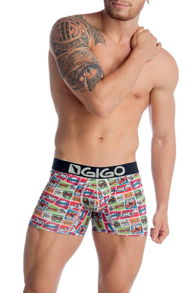 Gigo Cartoon Print Long Boxer Brief