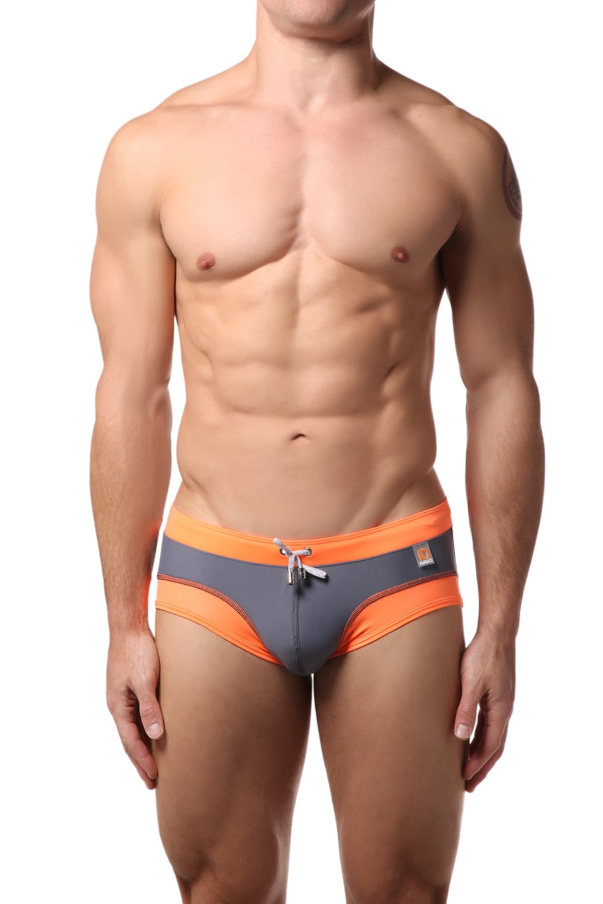 Gigo Grey & Orange Sport Swim Brief