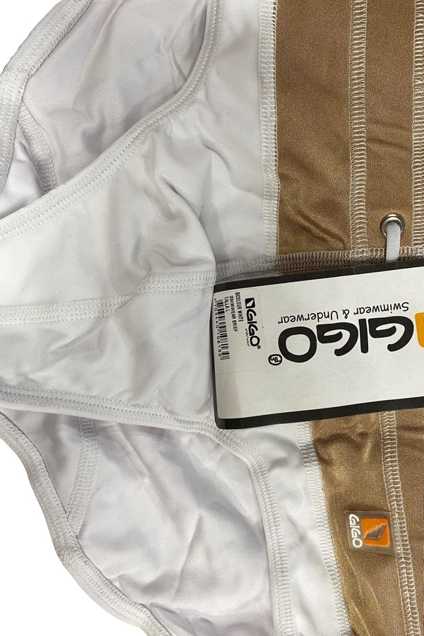 Gigo White and Tan Bicolour Swim Brief