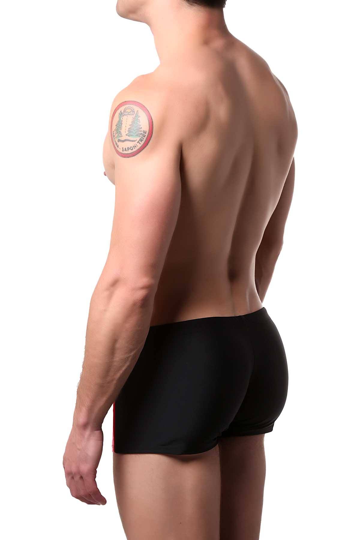 Go Softwear Black/Pink Tropix Pouch-Enhancer Square-Cut Swim Brief