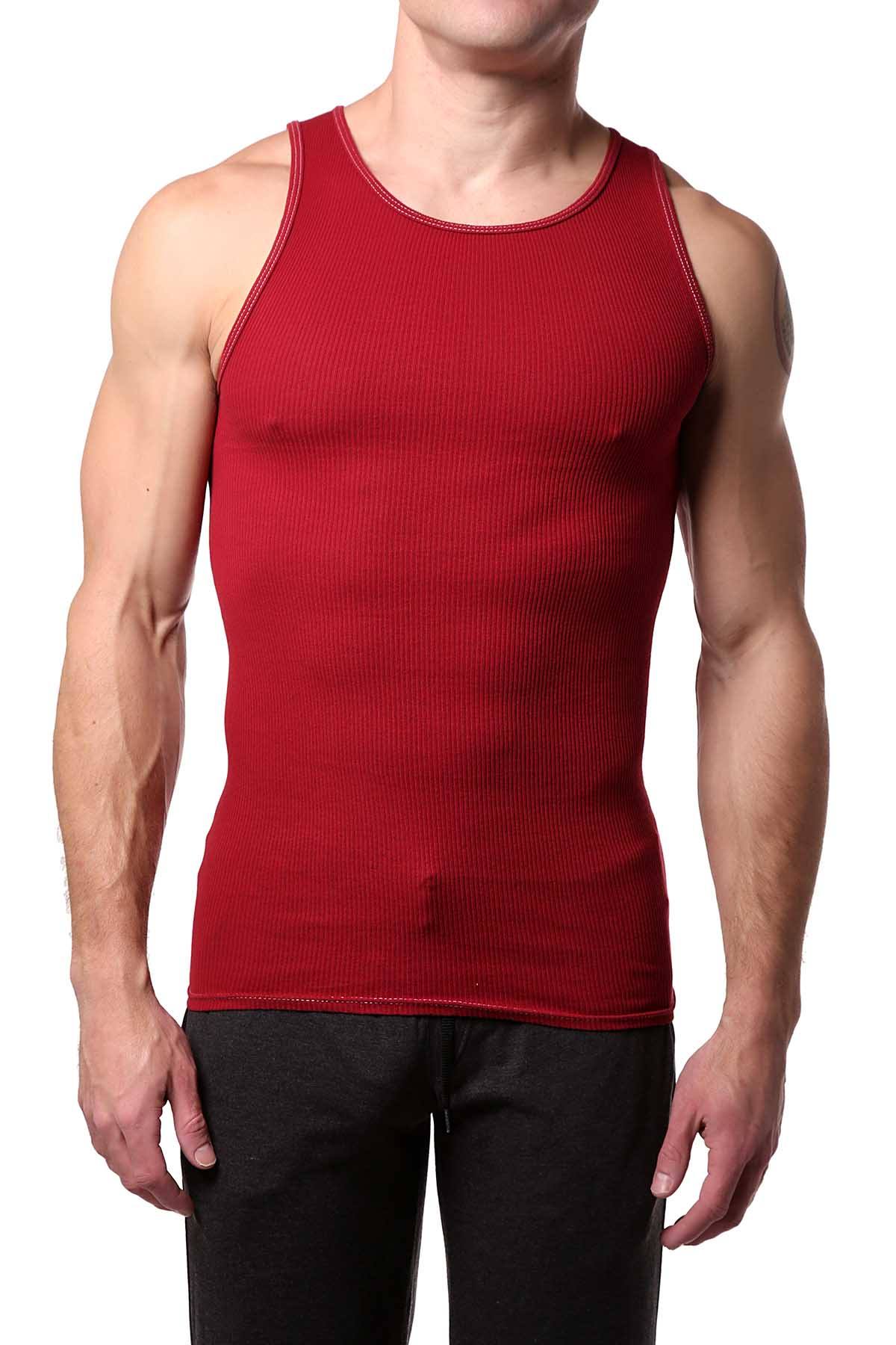 Go Softwear Cardinal-Red Rib Tank Top