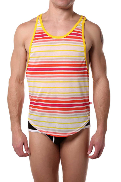 Go Softwear Coral Striped Tank Top