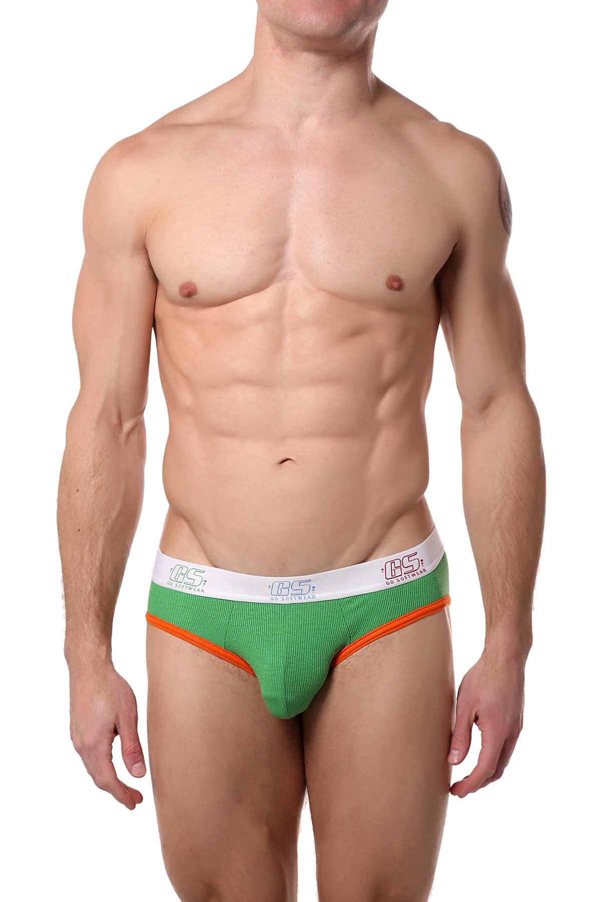 Go Softwear Green/Orange Pop-Color Cut-Out Jock-Brief