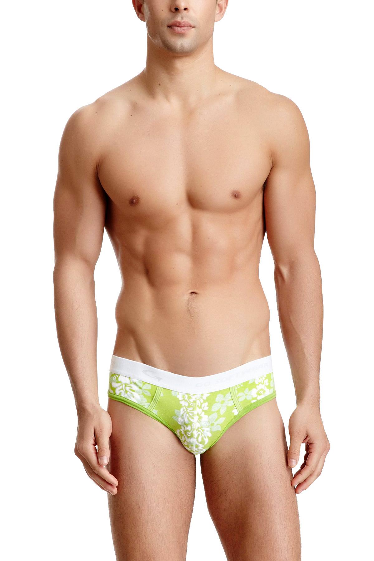 Go Softwear Lime Hibiscus-Print Low-Rise Brief