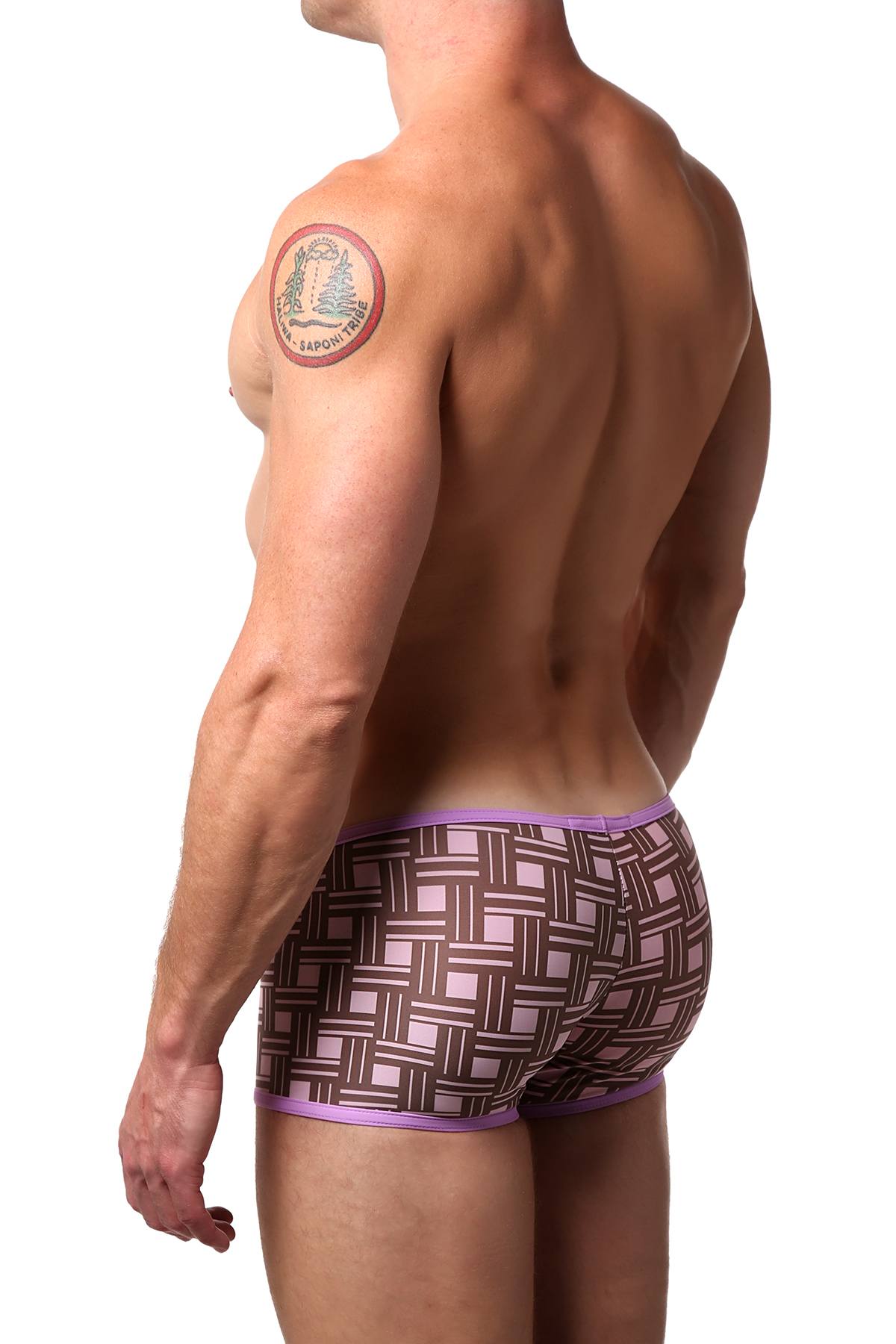 Go Softwear Pink Geo V-Front Square Cut Swim Bottom
