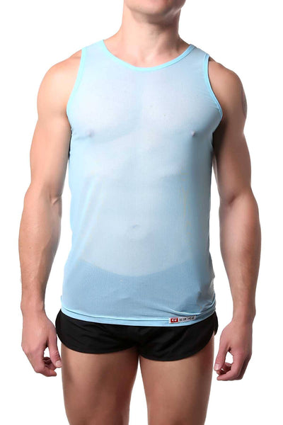 Go Softwear Sky-Blue 4-PLAY Mesh Tank Top