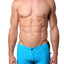 Go Softwear Turquoise/Navy Liam Zip-Front Square-Cut Swim Trunk