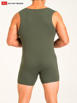 Go softwear Olive Lumber Jack Button-Down Onesy thumbnail 3