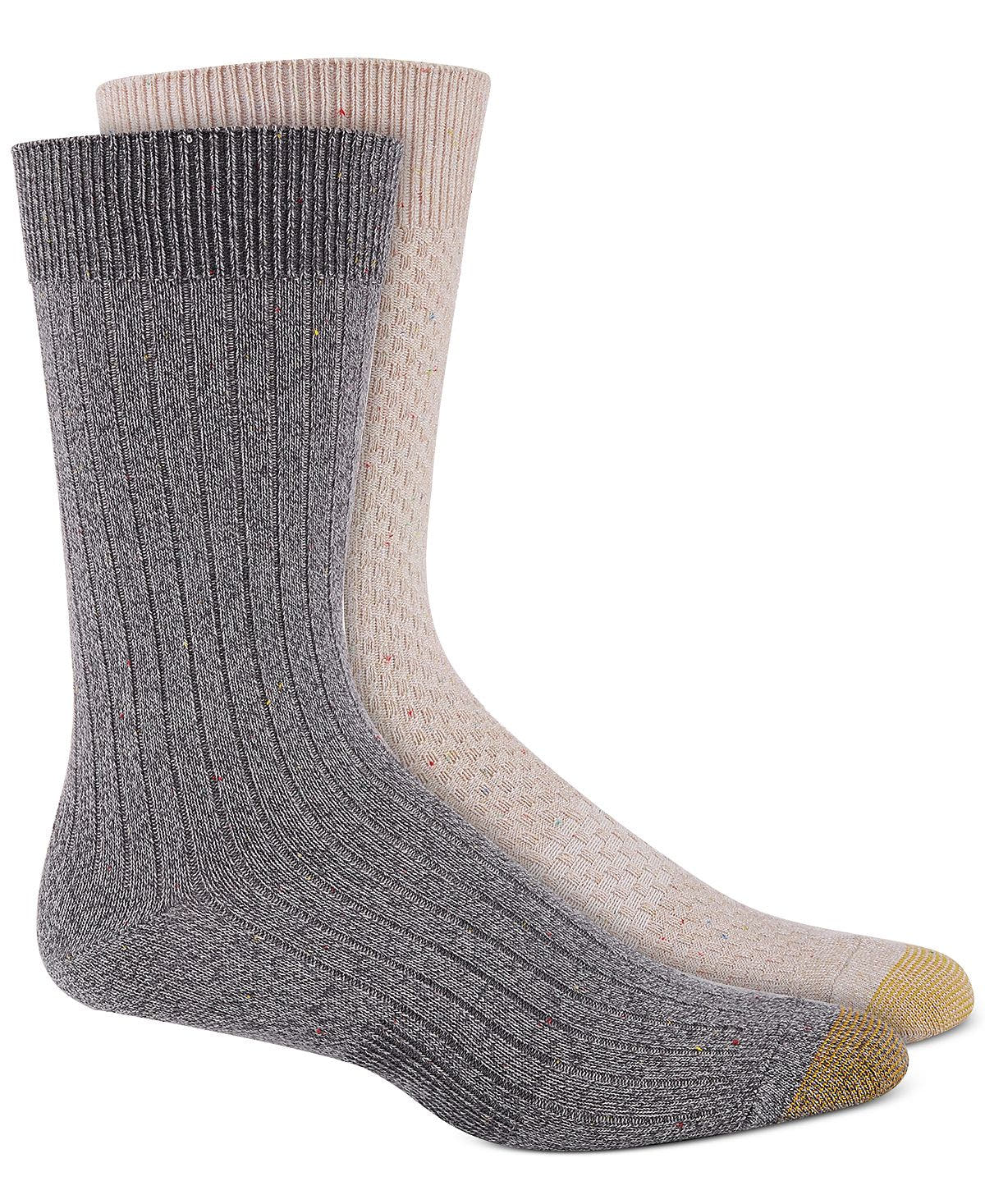 Gold Toe 2-pk. Basketweave Crew Socks Oatmeal