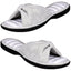 Gold Toe Grey Solid/Striped Lizbeth Bow Memory-Foam Slippers