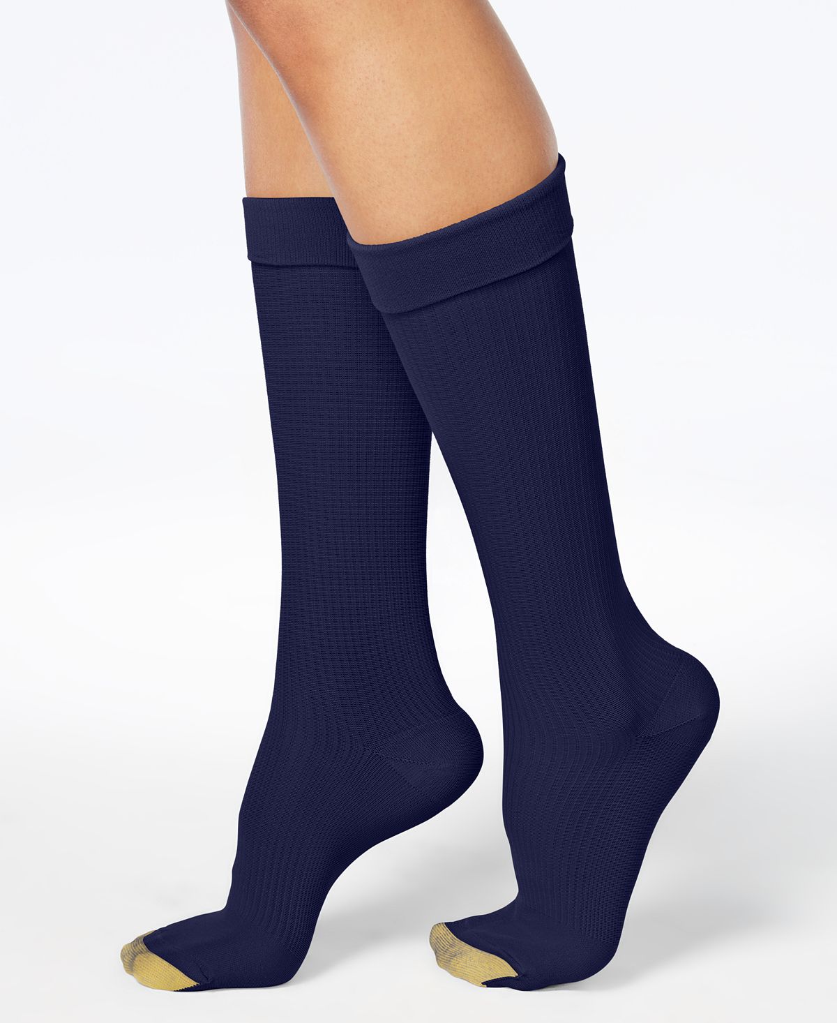 Gold Toe Wellness Wo Compression Moderate Ribbed Calf Socks Navy