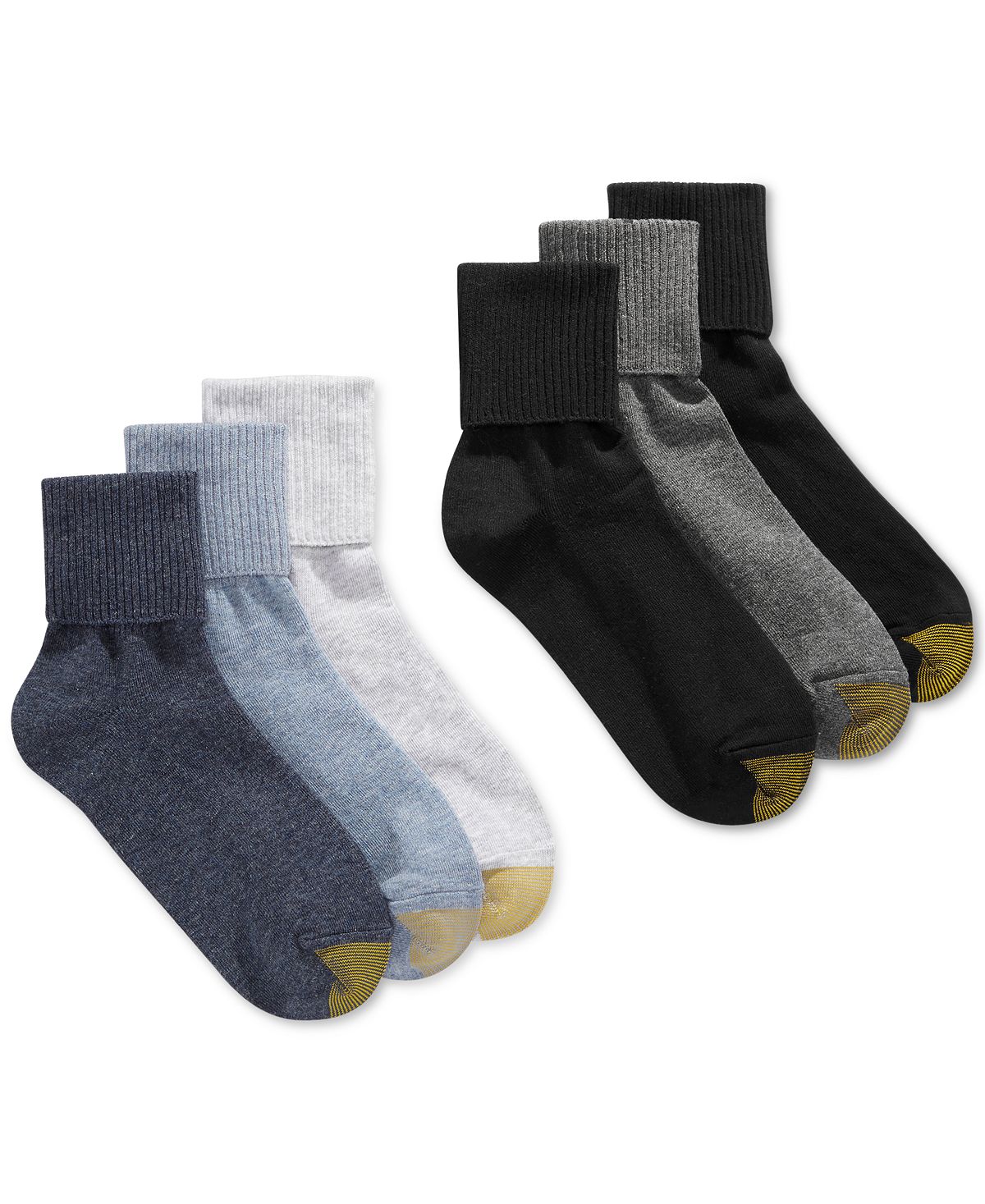 Gold Toe Wo Turn Cuff 6 Pack Socks Also Available In Extended Sizes Blue Multi Pack