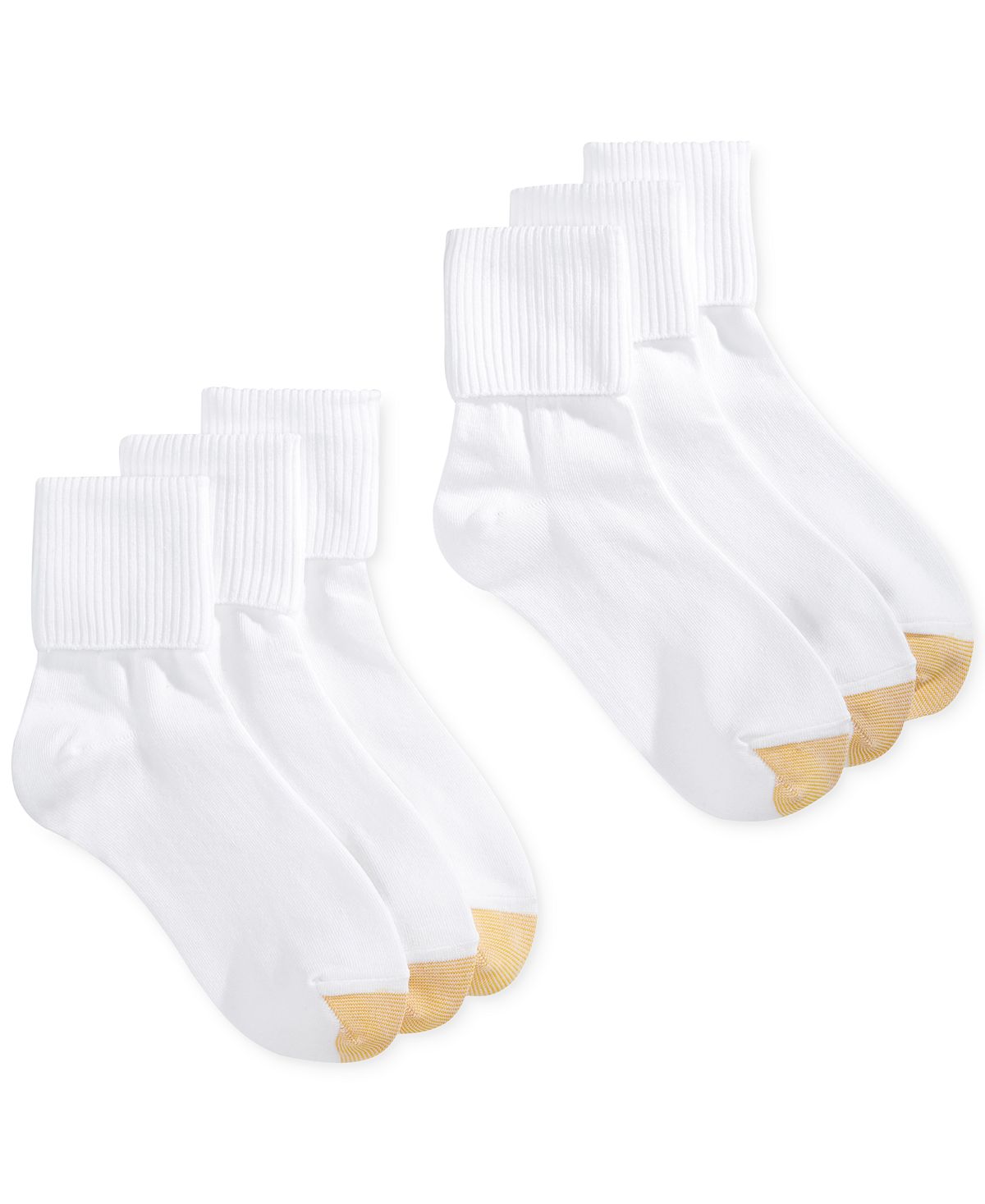 Gold Toe Wo Turn Cuff 6 Pack Socks Also Available In Extended Sizes White