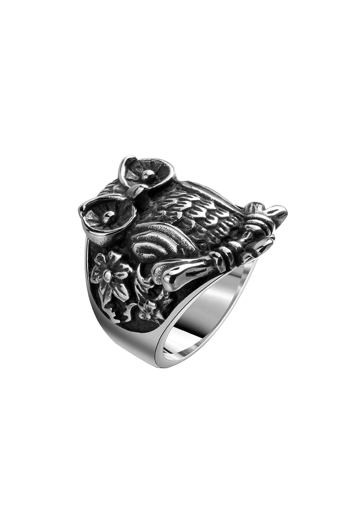 Gomaya Owl Stainless Steel Ring