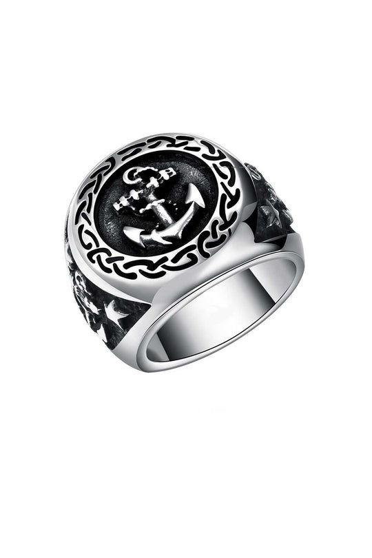 Gomaya Silver Anchor Stainless Steel Ring
