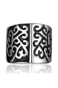 Gomaya Vintage Silver & Black Biker Stainless Steel Ring thumbnail 1