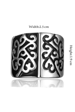 Gomaya Vintage Silver & Black Biker Stainless Steel Ring thumbnail 3