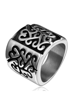 Gomaya Vintage Silver & Black Biker Stainless Steel Ring thumbnail 2