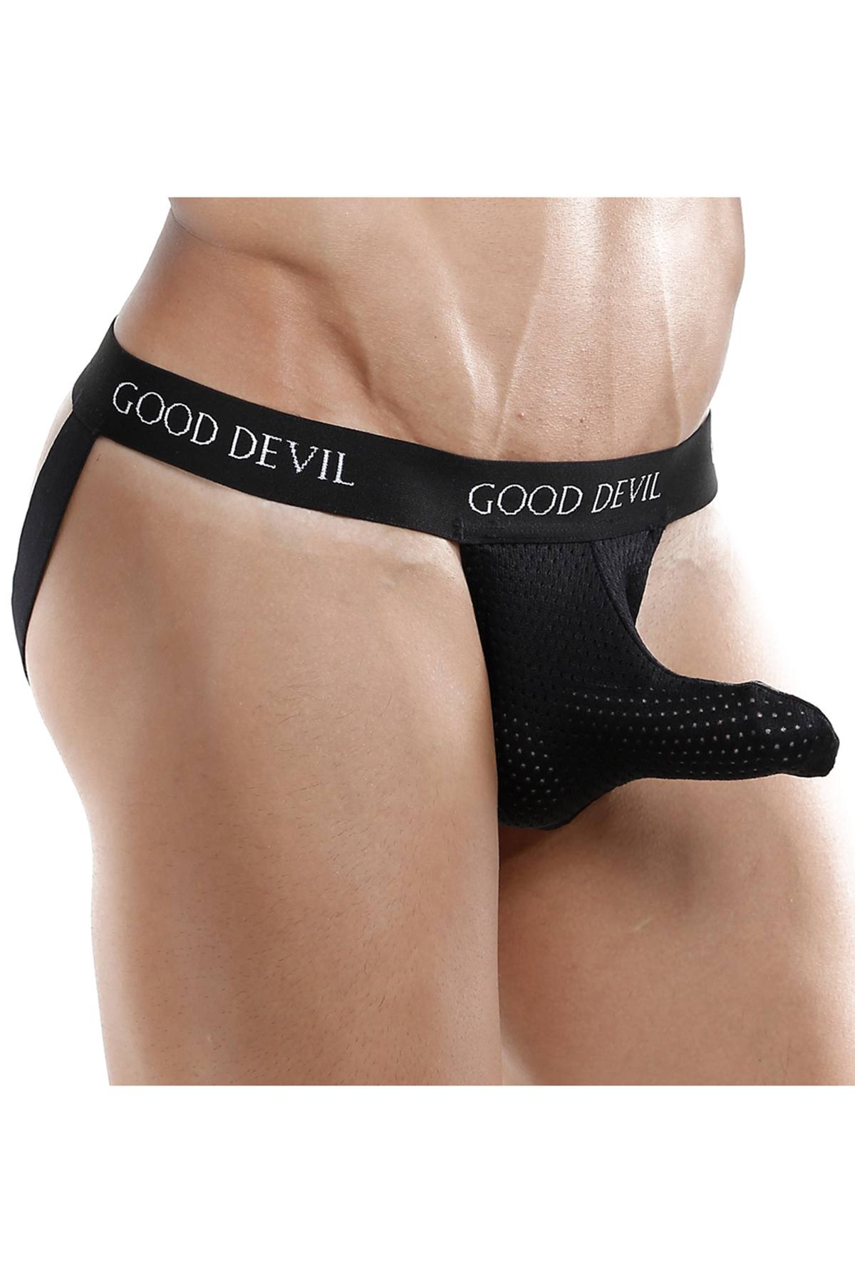 Good Devil Black Sport Mesh Pouch Jockstrap