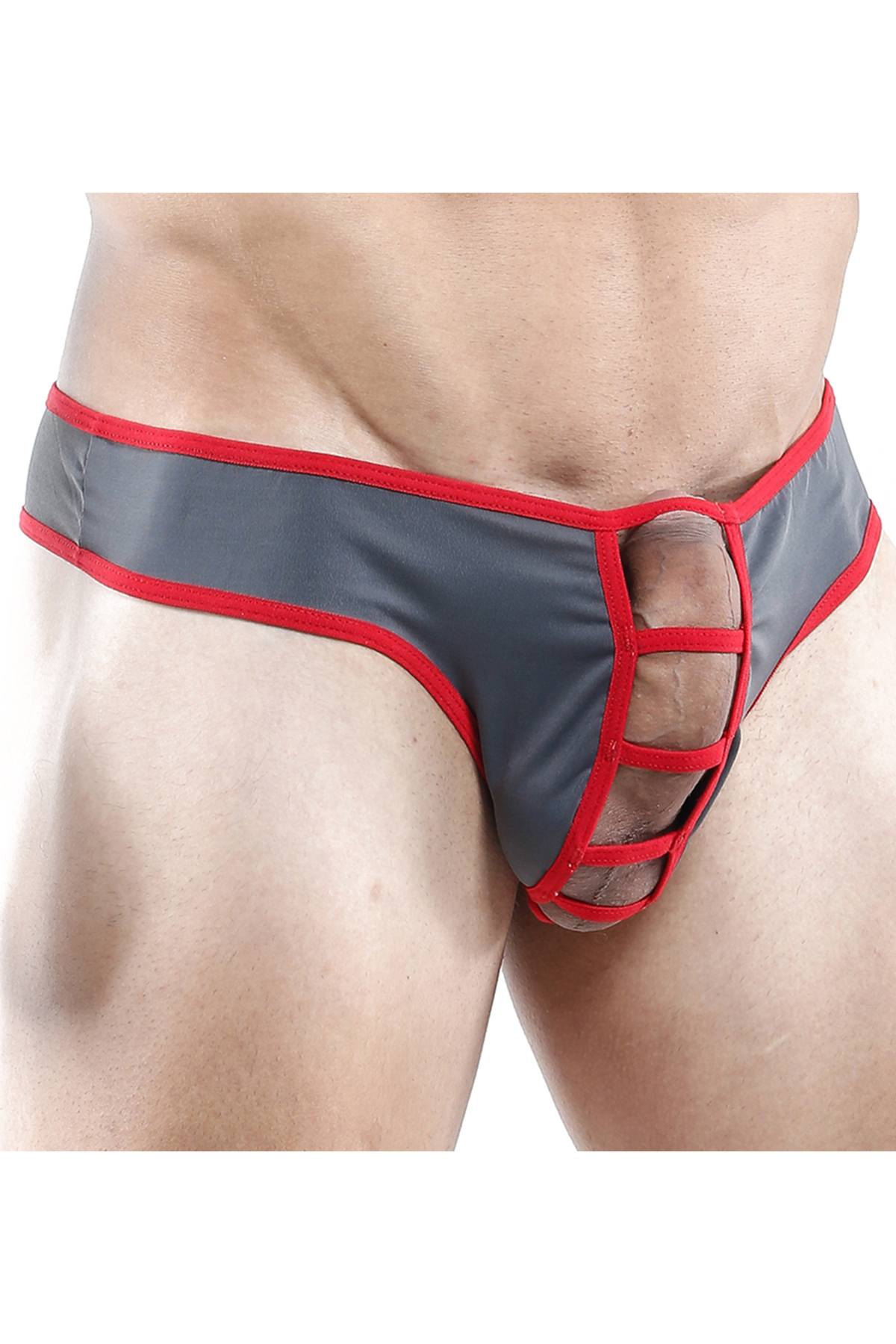 Good Devil Grey/Red Carnal Love Slip Thong