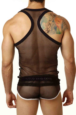 Good Devil Macho Mesh Muscle Tank Top in Black thumbnail 3
