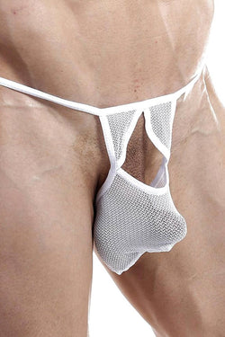 Good Devil Mesh Keyhole G-String in White thumbnail 2
