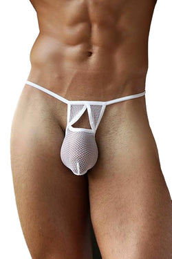Good Devil Mesh Keyhole G-String in White thumbnail 1