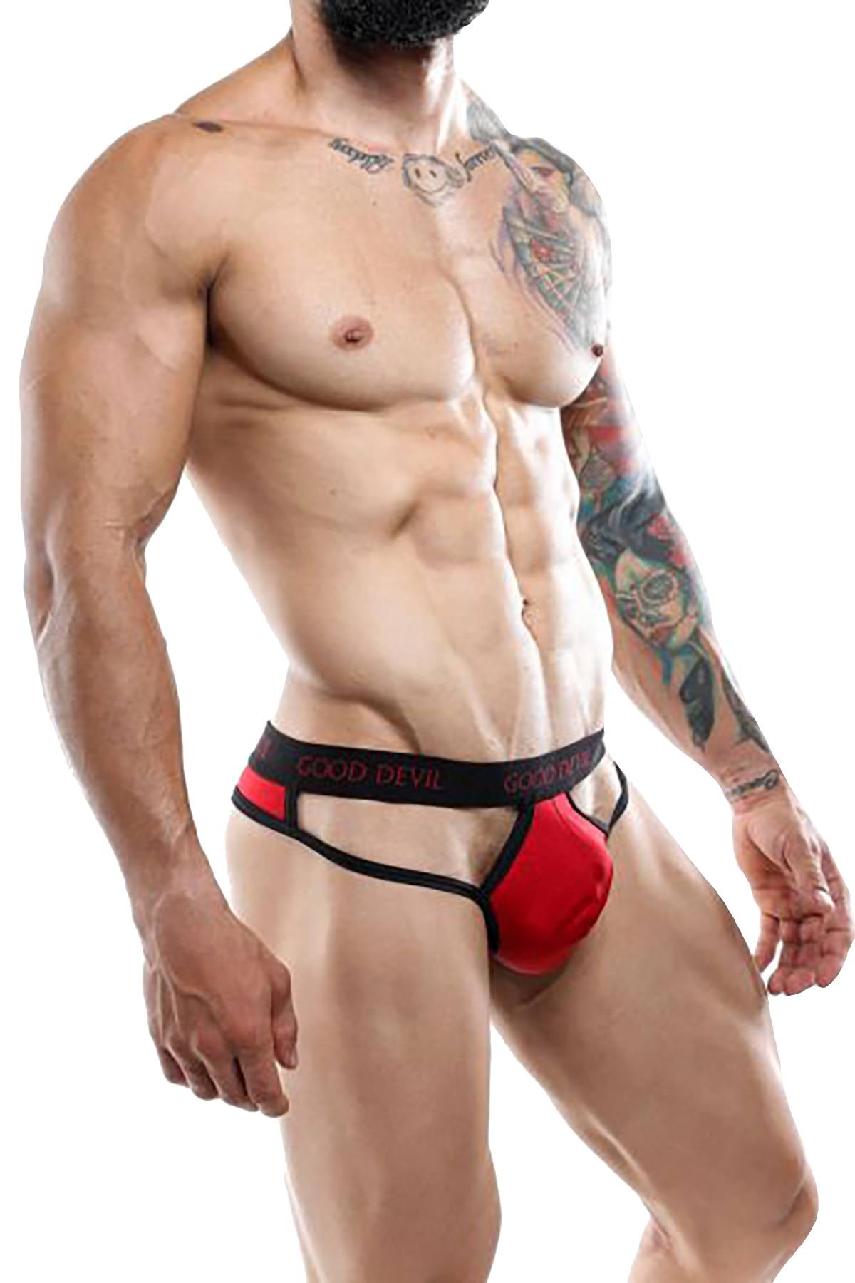 Good Devil Micro Cut Out Thong in Red/Black