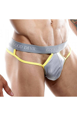 Good Devil Micro Cut Out Thong in Silver/Yellow thumbnail 2