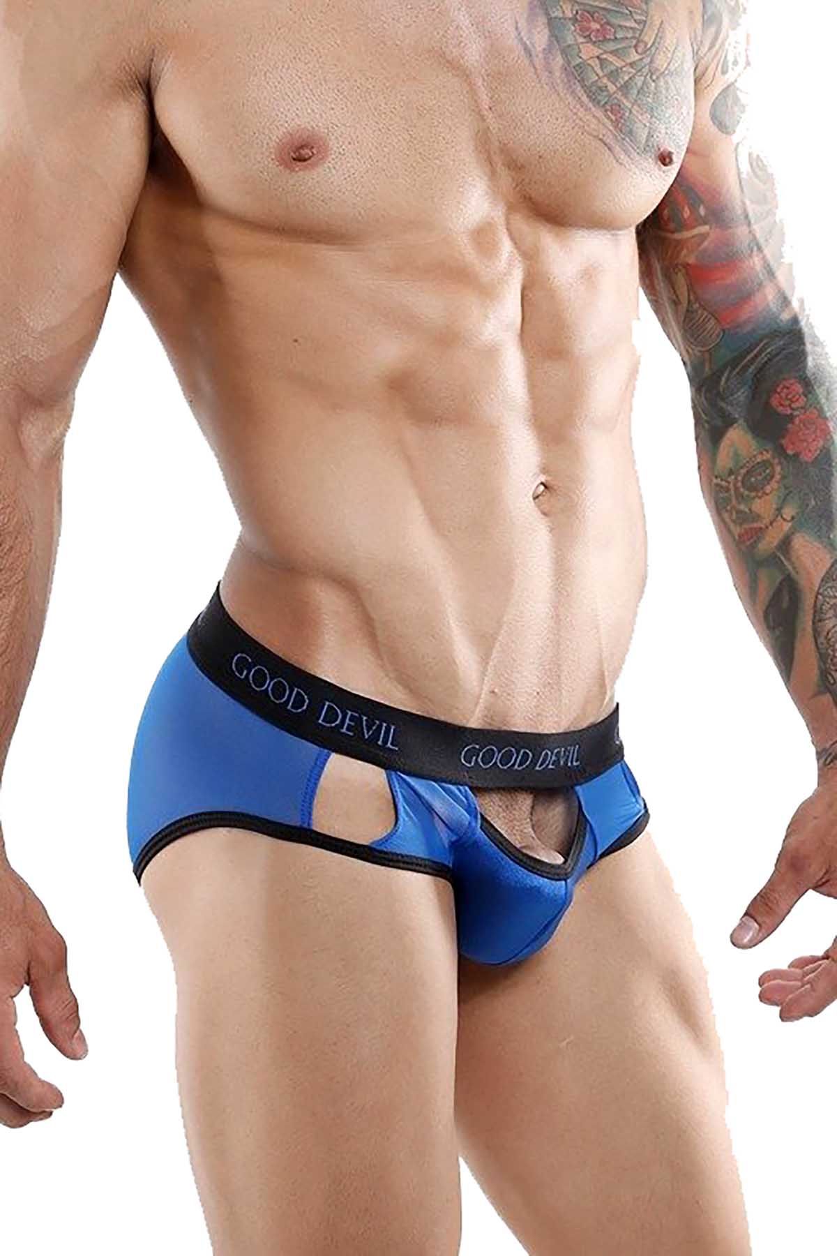 Good Devil Royal Blue Sheer Open Front Brief