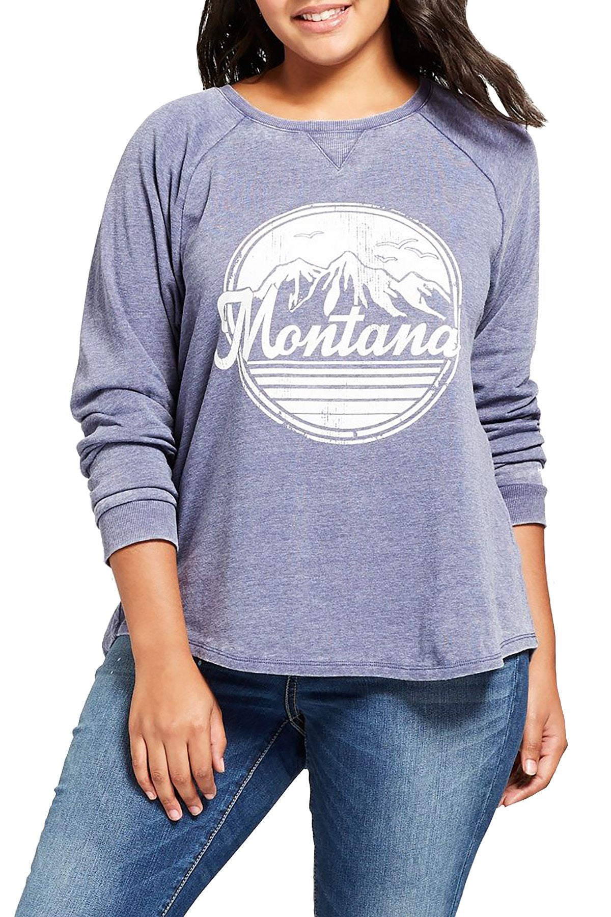 Grayson Threads Vintage Navy Montana Graphic Print Sweatshirt Tee