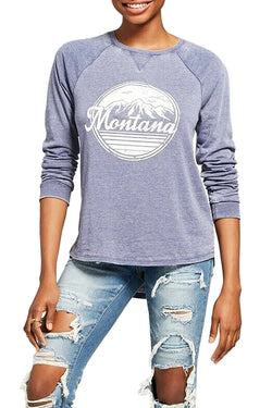 Grayson Threads Vintage Navy Montana Graphic Print Sweatshirt Tee thumbnail 1