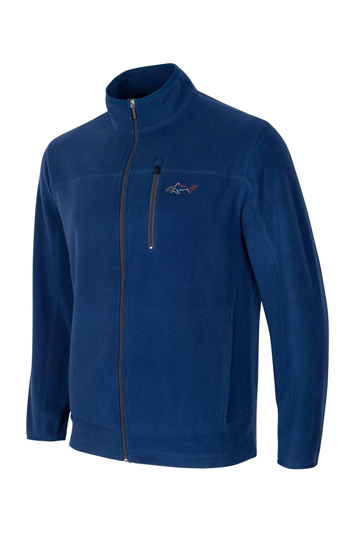 Greg Norman for Tasso Elba Big/Tall Blue-Socket 5-Iron Fleece Jacket