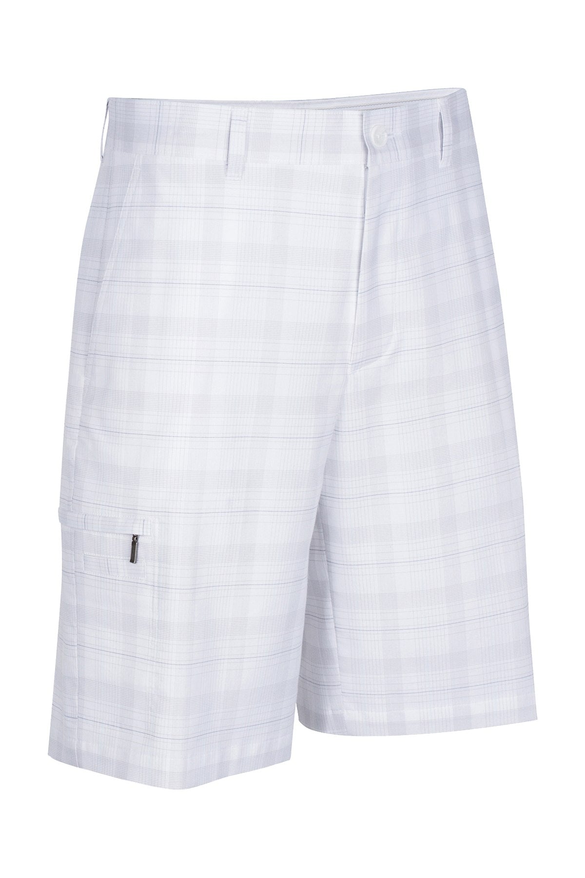 Greg Norman for Tasso Elba Bright-White Tech Plaid Golf Short