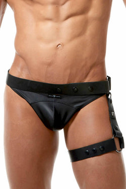 Gregg Homme Black Bonded-Leather Bottom Harness thumbnail 2